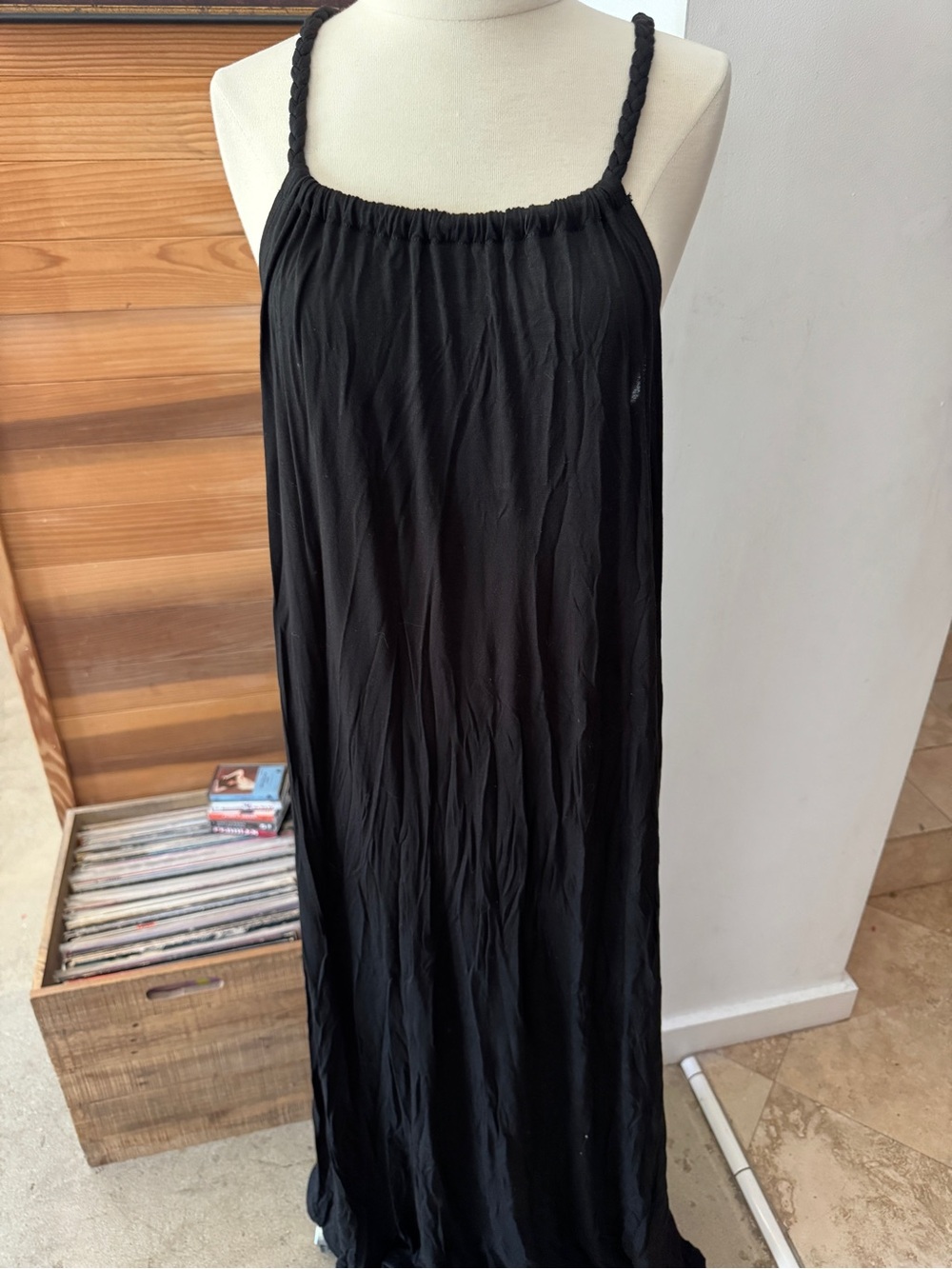 Liz Lange Black Braided-Strap Maxi Dress